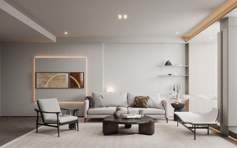 Trần thạch cao phòng khách hiện đại, kết hợp hệ thống đèn led Trần thạch cao phòng khách hiện đại, kết hợp hệ thống đèn led