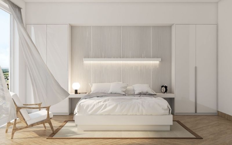 Phòng ngủ màu trắng sứ với thiết kế gần cửa sổ cực thoáng đãng Phòng ngủ màu trắng sứ với thiết kế gần cửa sổ cực thoáng đãng