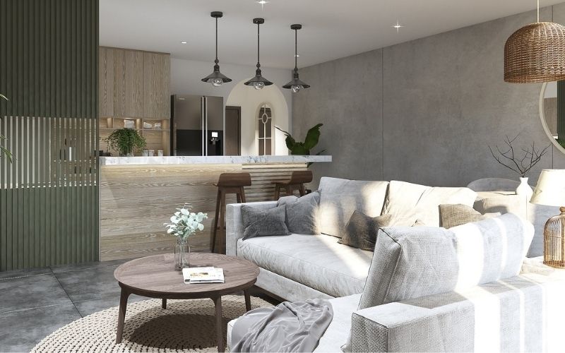 Trần thạch cao kết hợp đèn led và đèn thả hắt điểm cho phòng khách Trần thạch cao kết hợp đèn led và đèn thả hắt điểm cho phòng khách