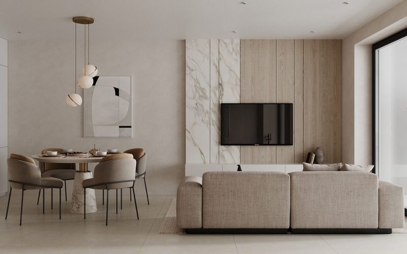 Trần thạch cao phẳng cho phòng khách đem đến sự tối giản Trần thạch cao phẳng cho phòng khách đem đến sự tối giản