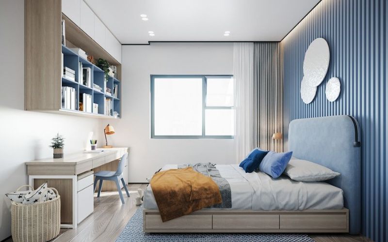 Phòng ngủ sơn màu tươi sáng tạo không gian mở và sự năng động cho bé trai Phòng ngủ sơn màu tươi sáng tạo không gian mở và sự năng động cho bé trai