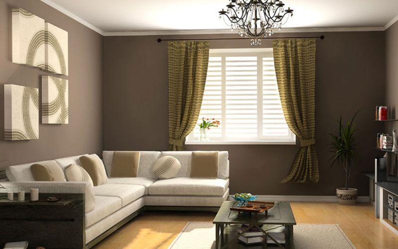 Không gian phòng khách đầm ấm khi sơn màu nâu đất Không gian phòng khách đầm ấm khi sơn màu nâu đất