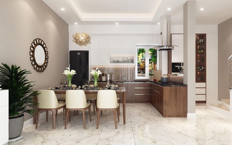 Không gian nhà bếp tươi tắn khi sơn màu nâu phối cùng các gam màu sáng Không gian nhà bếp tươi tắn khi sơn màu nâu phối cùng các gam màu sáng