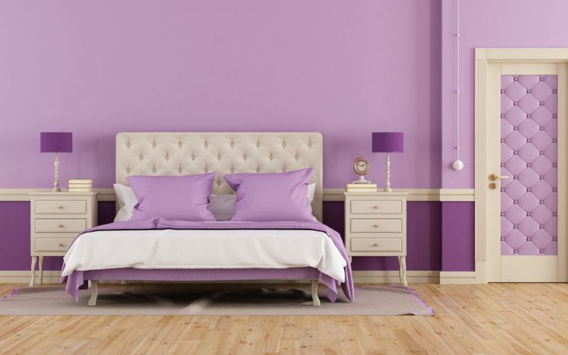 Màu tím kem tạo không gian tinh tế cho phòng ngủ Màu tím kem tạo không gian tinh tế cho phòng ngủ