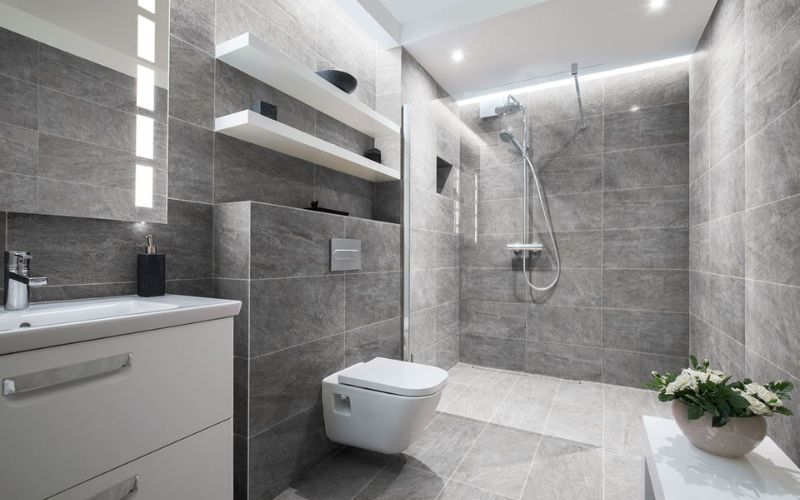 Phòng tắm màu xám hợp với người mệnh Thủy Phòng tắm màu xám hợp với người mệnh Thủy