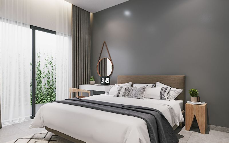 Sơn phòng ngủ màu xám tạo không gian hiện đại Sơn phòng ngủ màu xám tạo không gian hiện đại