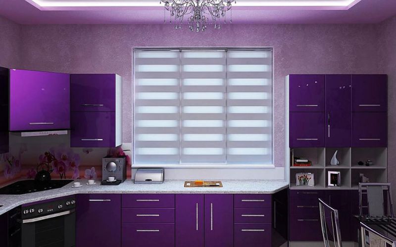 Mẫu phòng bếp sơn màu tím độc đáo Mẫu phòng bếp sơn màu tím độc đáo