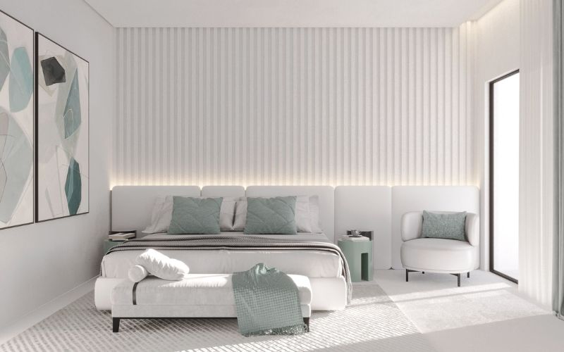 Mẫu sơn phòng ngủ màu trắng hiện đại Màu trắng đem lại may mắn cho người mệnh Thủy