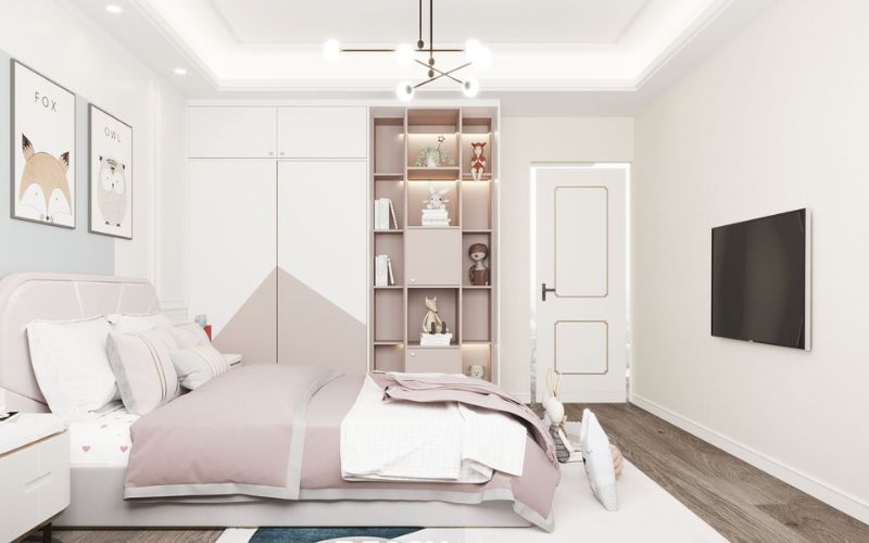 Phòng ngủ sơn màu trắng kem giúp bé sáng tạo hơn Phòng ngủ sơn màu trắng kem giúp bé sáng tạo hơn