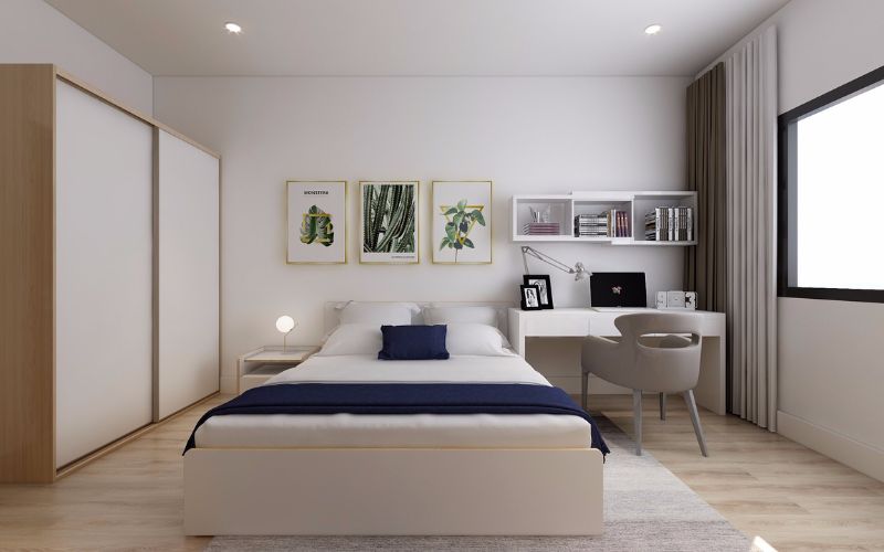 Sơn phòng ngủ màu trắng sữa làm nổi bật nội thất Sơn phòng ngủ màu trắng sữa làm nổi bật nội thất