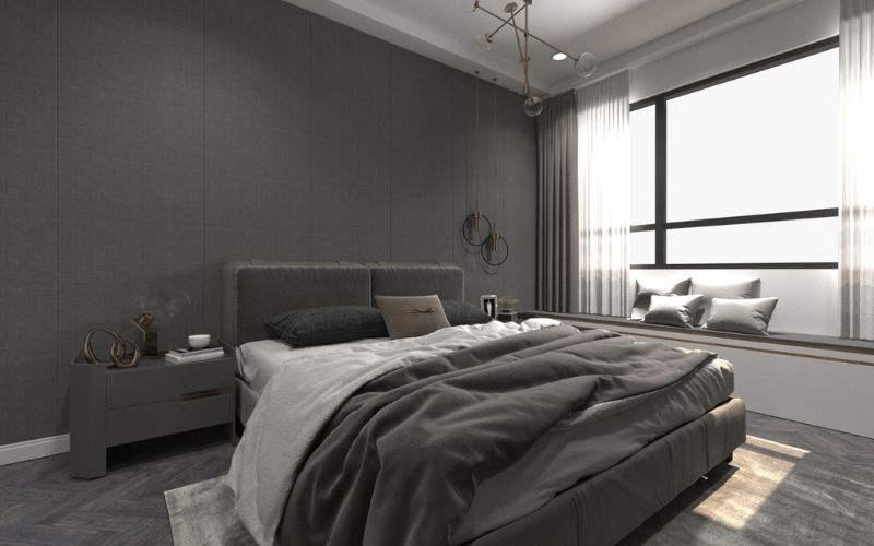 Phòng ngủ sơn màu xám dành cho người mệnh Kim thích không gian trầm tĩnh Phòng ngủ sơn màu xám dành cho người mệnh Kim thích không gian trầm tĩnh