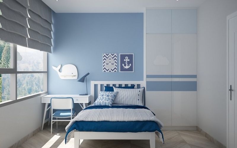 Sơn phòng ngủ màu xanh da trời giúp bé trai mở rộng tư duy Sơn phòng ngủ màu xanh da trời giúp bé trai mở rộng tư duy