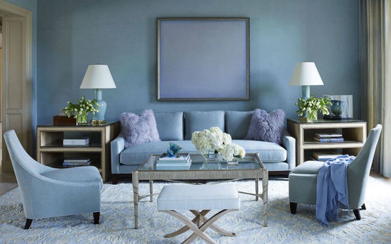 Mẫu phòng khách cổ điển sơn màu xanh Mẫu phòng khách cổ điển sơn màu xanh hợp mệnh Thủy