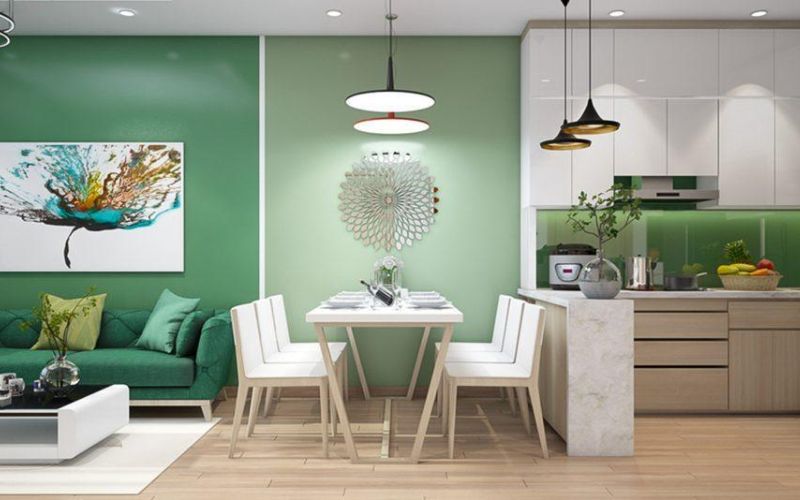 Thiết kế căn hộ chung cư sơn màu xanh lá cho gia chủ mệnh Mộc Thiết kế căn hộ chung cư sơn màu xanh lá cho gia chủ mệnh Mộc