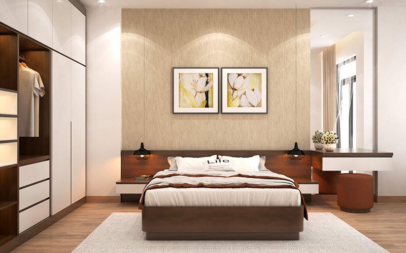 Không gian phòng ngủ nhã nhặn khi phối màu nâu và vàng dành cho người mệnh Thổ Không gian phòng ngủ nhã nhặn khi phối màu nâu và vàng dành cho người mệnh Thổ