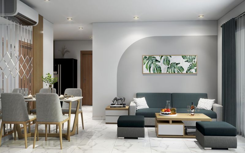 Màu trắng và màu xám tạo không gian phòng khách hiện đại dành cho gia chủ mệnh Kim Màu trắng và màu xám tạo không gian phòng khách hiện đại dành cho gia chủ mệnh Kim