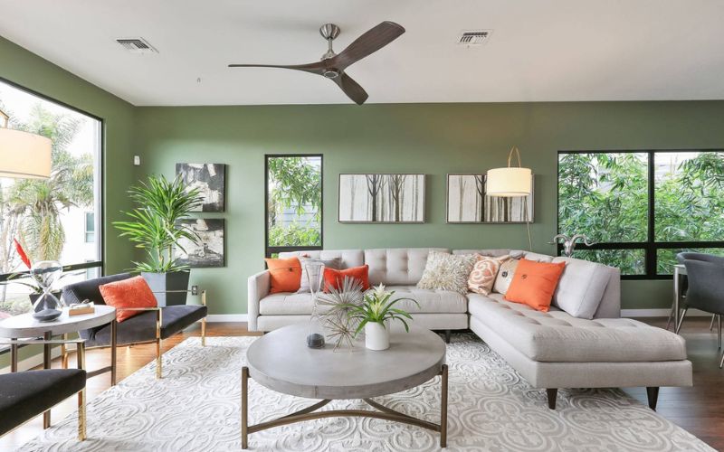 Sơn nhà màu xanh giúp không gian phòng khách tươi tắn cho người mệnh Hỏa Sơn nhà màu xanh giúp không gian phòng khách tươi tắn cho người mệnh Hỏa