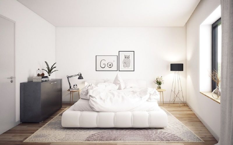 Phòng ngủ sơn màu trắng cho con gái thích sự đơn giản Phòng ngủ sơn màu trắng cho con gái thích sự đơn giản