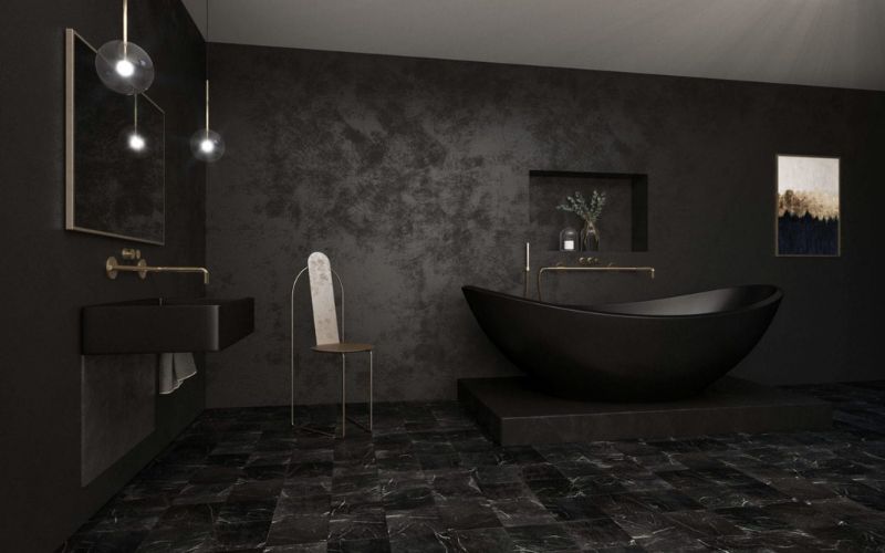 Sơn phòng tắm màu đen huyền bí cho gia chủ mệnh Mộc cá tính Sơn phòng tắm màu đen huyền bí cho gia chủ mệnh Mộc cá tính