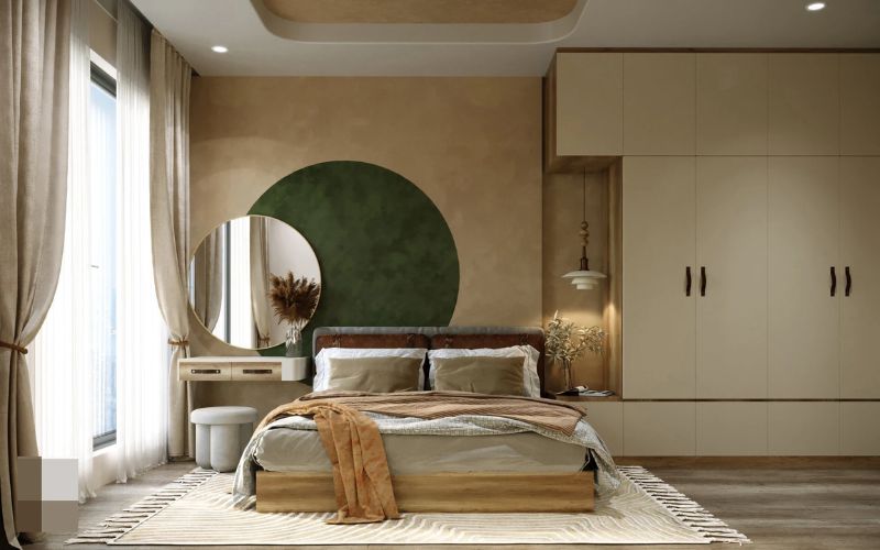 Phòng ngủ sơn màu nâu phối xanh độc đáo hợp người mệnh Mộc Phòng ngủ sơn màu nâu phối xanh độc đáo hợp người mệnh Mộc