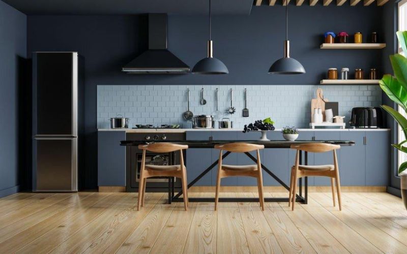 Nhà bếp màu xanh dương hợp với gia chủ mệnh Mộc Nhà bếp màu xanh dương hợp với gia chủ mệnh Mộc