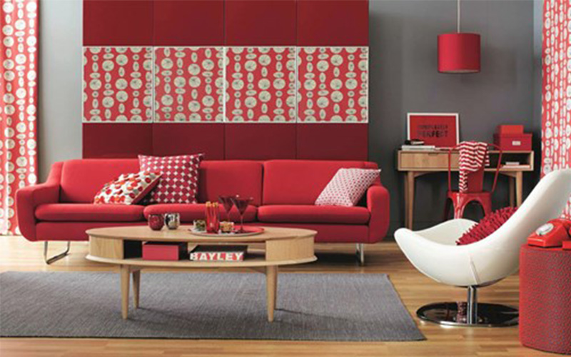 Sơn phòng khách tông màu đỏ cho gia chủ mệnh Hỏa