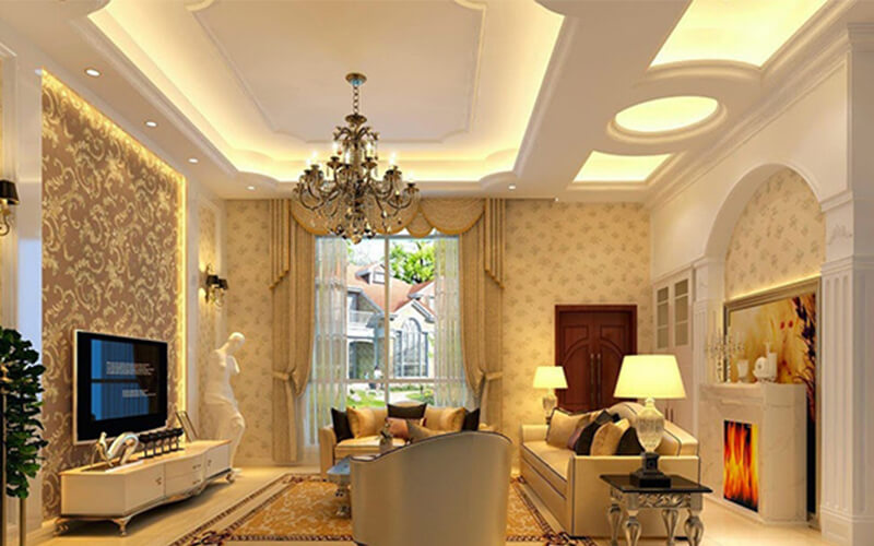 Mẫu trần thạch phòng khách Tân Cổ Điển