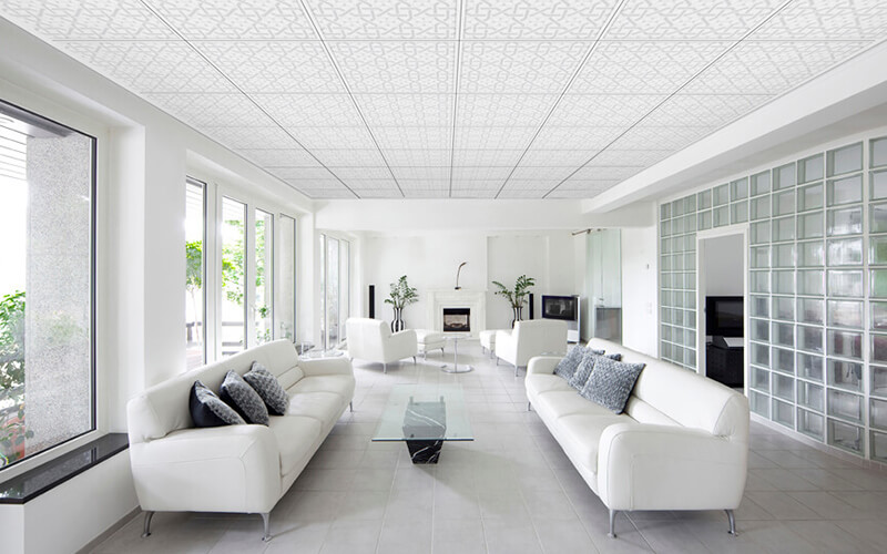 Trần thạch cao nổi làm không gian phòng khách sang trọng