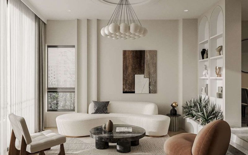 Sơn màu trắng phòng khách được ưa chuộng bởi khả năng bắt sáng tốt