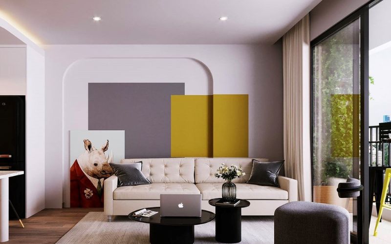 Phòng khách với cách phối màu sơn tạo sự cân bằng, hài hòa