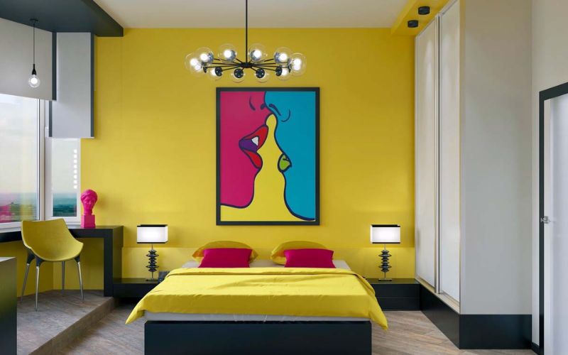 Phòng bếp sơn màu vàng giúp mang lại sự ấm áp, ổn định cảm xúc