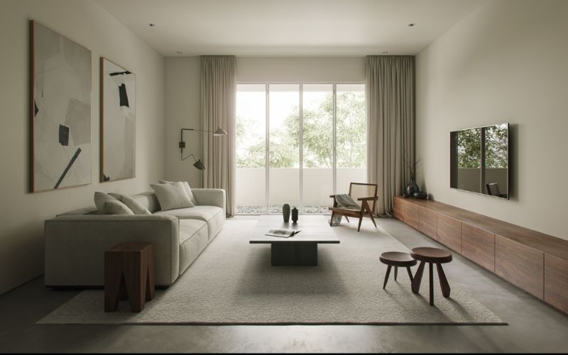 Phòng khách với gam màu trắng sứ toát lên sự tinh khiết, thanh nhã