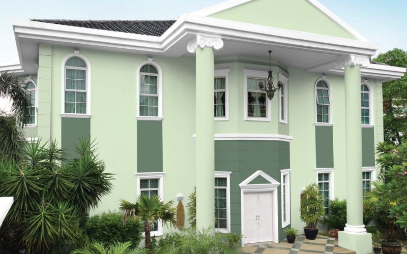 Màu xanh rêu làm nổi bật sự sang trọng, hiện đại của nhà phố