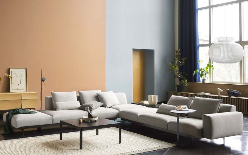 Phòng khách đơn giản, nhẹ nhàng với 2 mảng màu đối lập