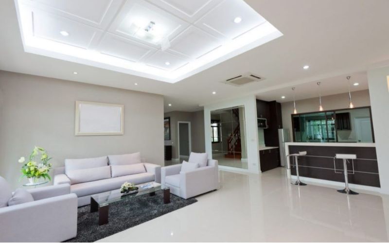 Trần thạch cao phòng khách dạng nổi sáng tạo