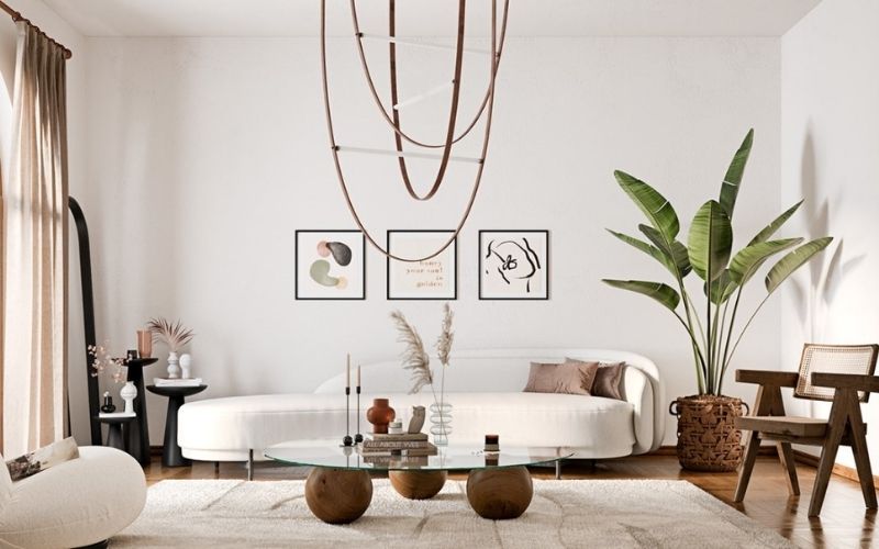 Phòng khách tinh tế, thoáng đãng với gam màu be