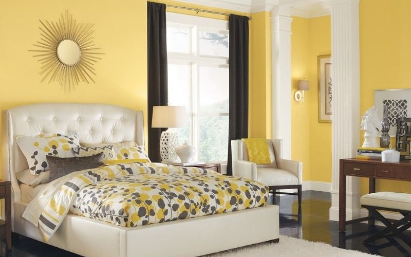 Phòng ngủ màu vàng chanh tạo cảm giác nhã nhặn, yên tĩnh