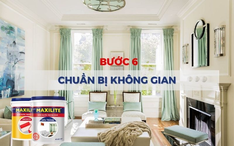 Dọn dẹp sạch sẽ không gian cần sơn