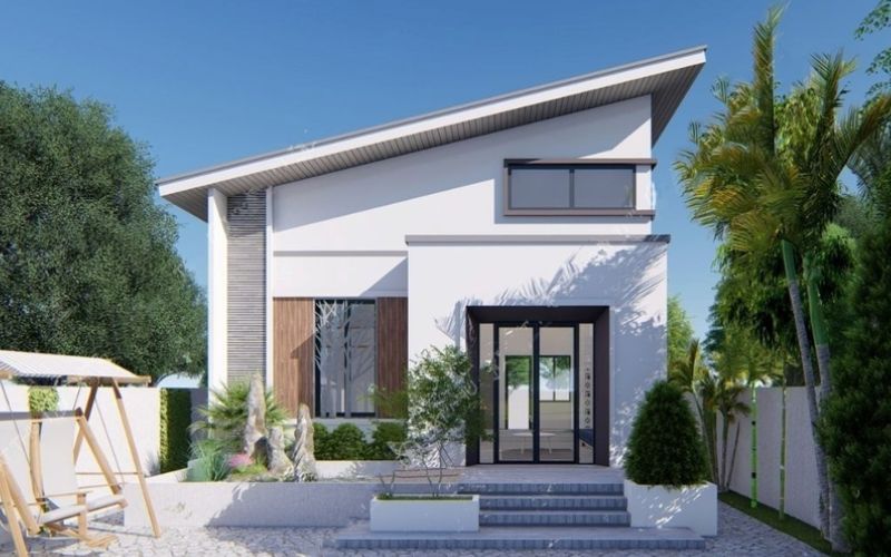 Sơn mặt tiền nhà 30m2 màu trắng hiện đại