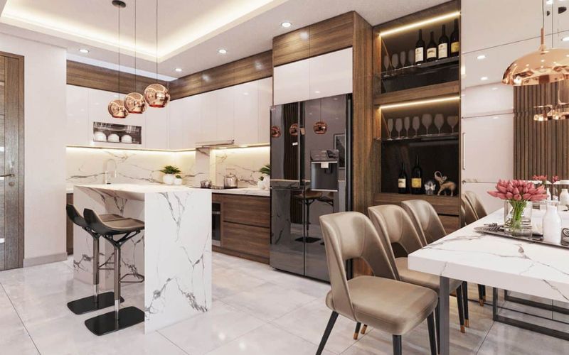 Phòng bếp nhà 30m2 sang trọng