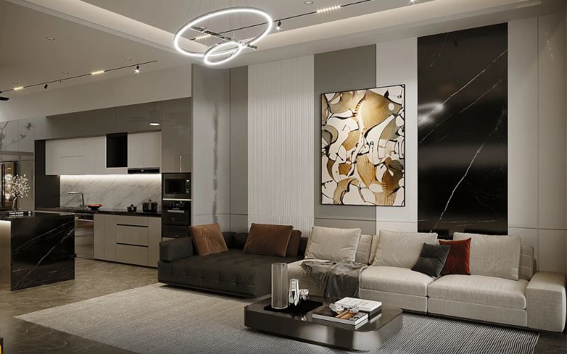 Không gian phòng khách tinh tế, hiện đại sau khi được cải tạo