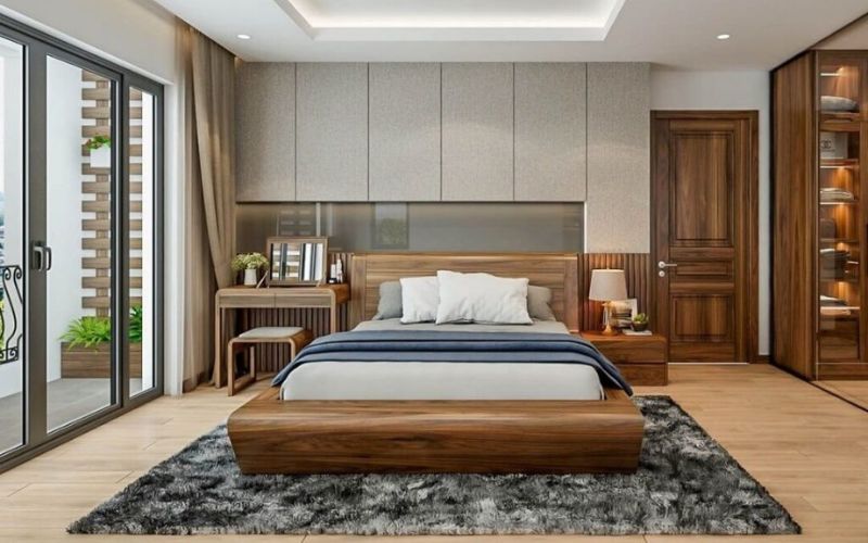 Cải tạo phòng khách phối nội thất gỗ đơn giản, đẹp mắt