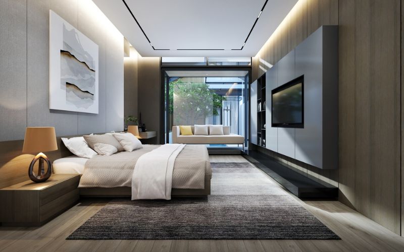 Sử dụng nội thất nhỏ gọn, hiện đại giúp phòng ngủ thoáng đãng, sạch sẽ