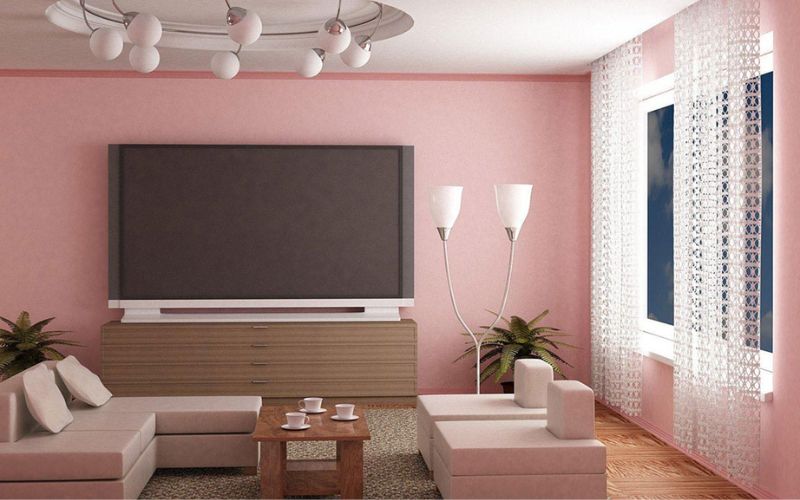 Không gian phòng khách tinh tế khi sơn màu hồng nhạt