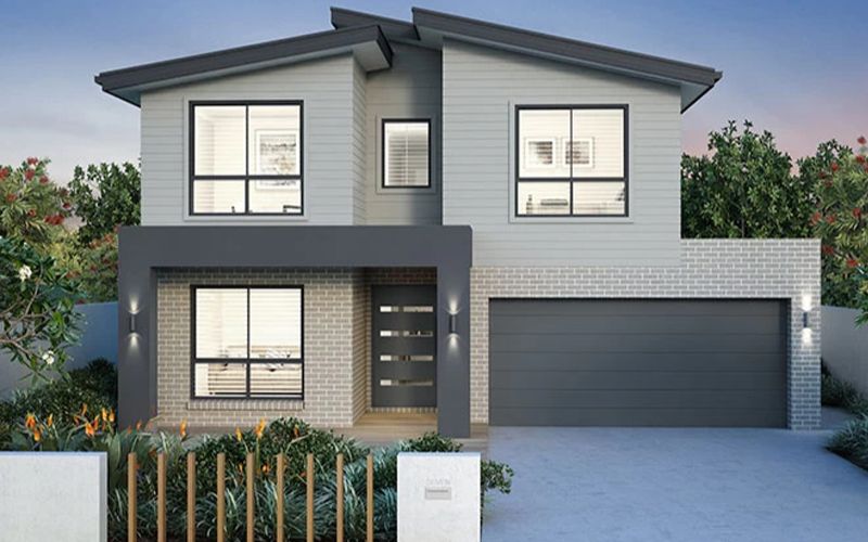 Mẫu nhà cấp 4 2 tầng sơn màu trắng xám hiện đại