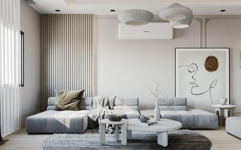 Phòng khách màu be mang lại sự dễ chịu, tươi mới cho không gian