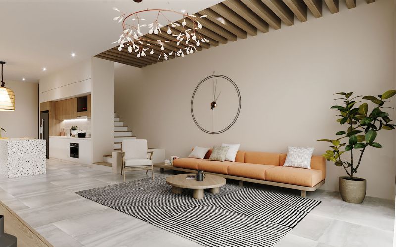 Phòng khách sơn màu be giúp làm bật vẻ đẹp tinh tế, hiện đại