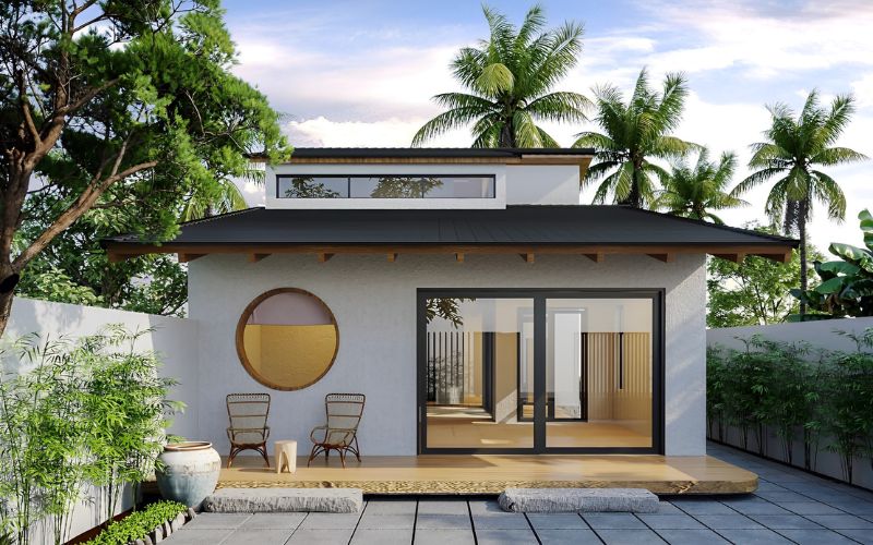 Nhà cấp 4 phối màu theo phong cách kiến trúc Nhật Bản