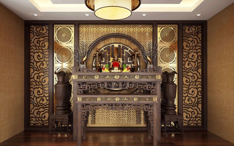 Mang đến không gian trầm ấm khi sơn phòng thờ màu nâu đất