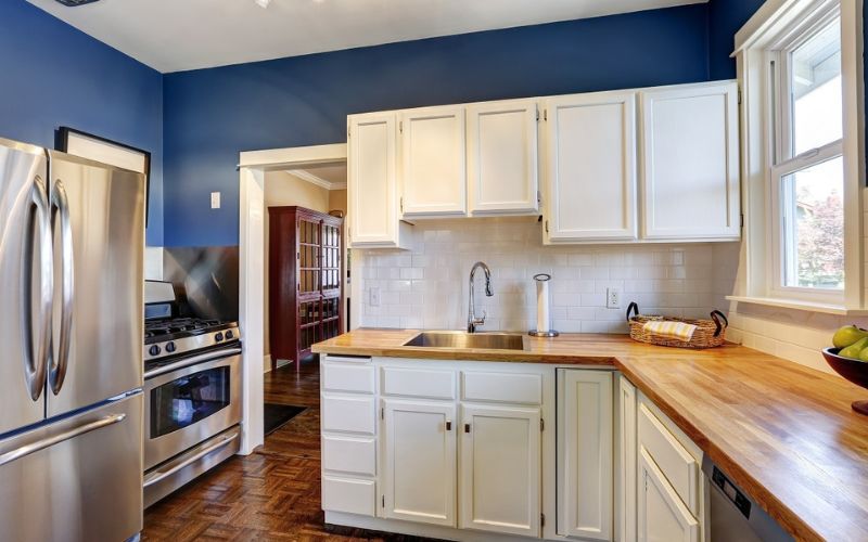 Mẫu phòng bếp hiện đại sơn màu xanh nước biển Mẫu phòng bếp hiện đại sơn màu xanh nước biển